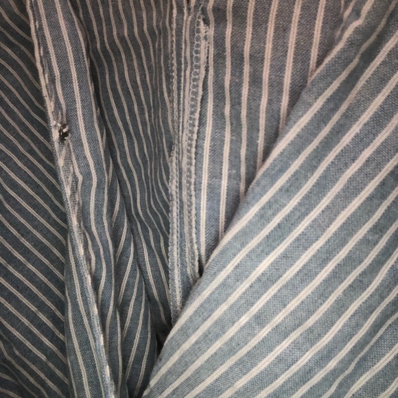 LINEN LIGHT BLUE STRIPED ROMPER - Picture 3 of 4